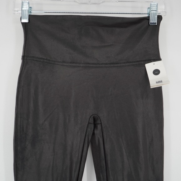 Spanx Faux Leather Leggings Womens Medium Tall Black Grunge Sexy Biker NEW - Picture 3 of 11